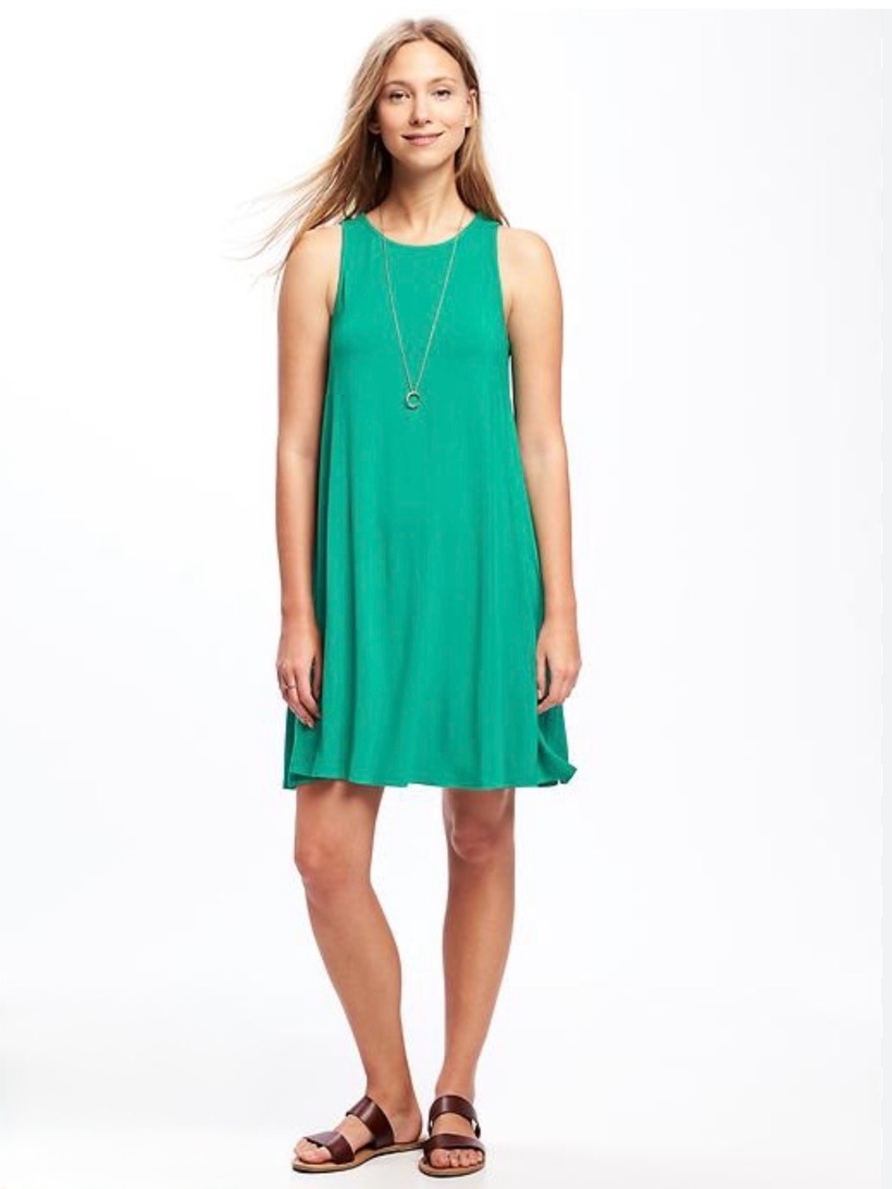 Old Navy Womens Jersey Swing Dress Size M Green Beach Vacation Travel